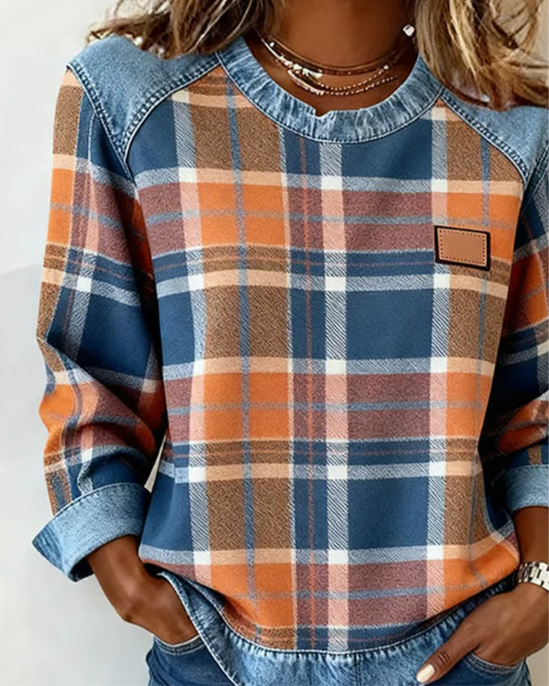 Avery | Plaid Denim Sweater